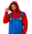 Person wearing a yellow onesie with a Pikachu design on a white background