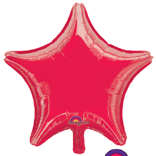 Red star shaped foil balloon for party decorations at Zurchers