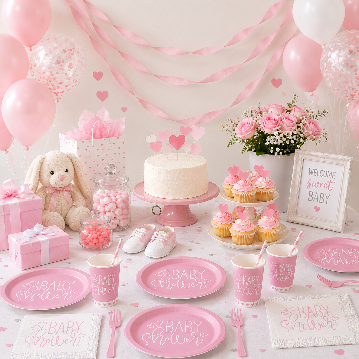 Pink Hearts Baby Shower