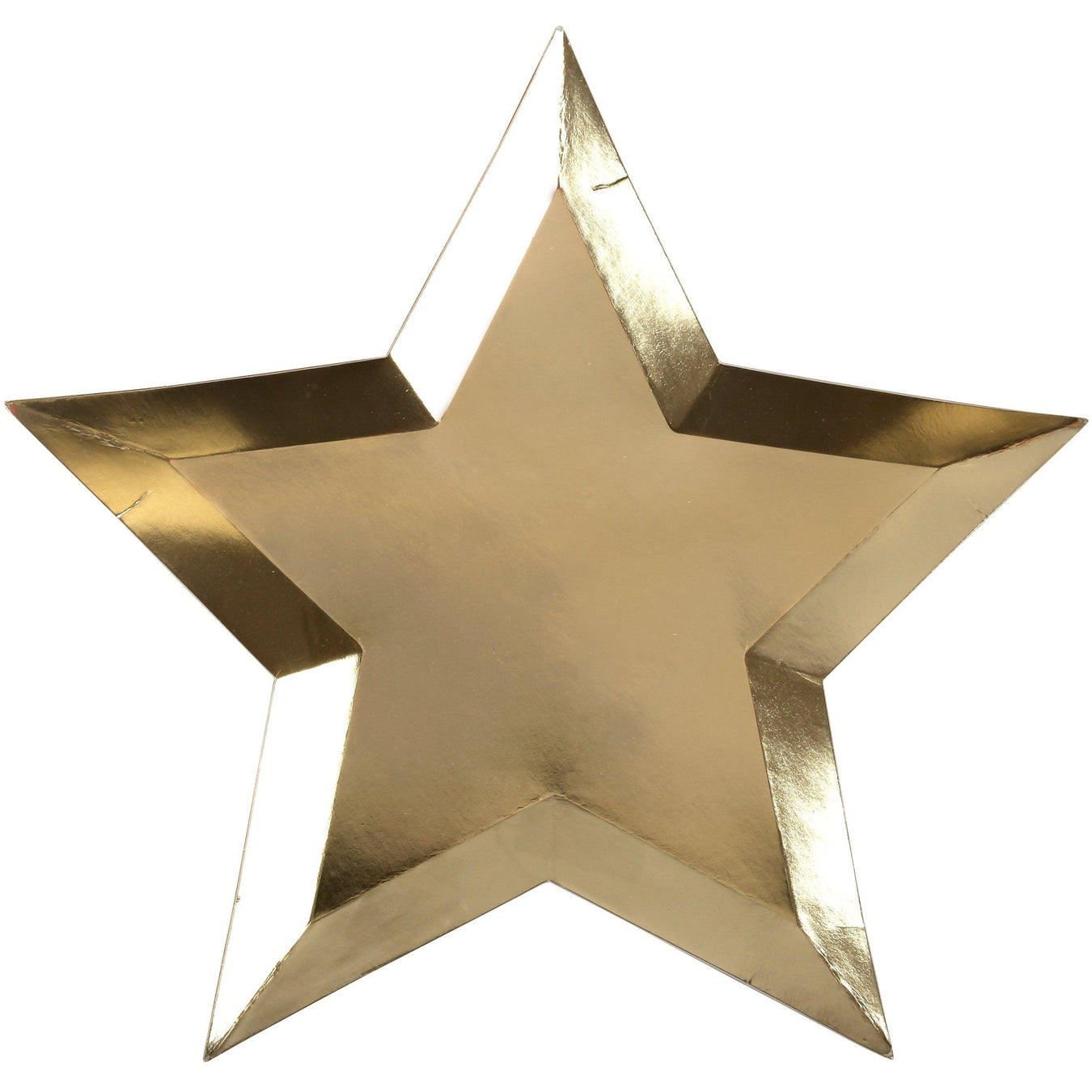 Gold Foil Star Plate with shiny metallic gold finish and star shape on a white background.