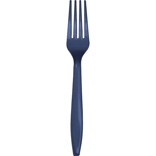 Navy Plastic Forks | 24ct