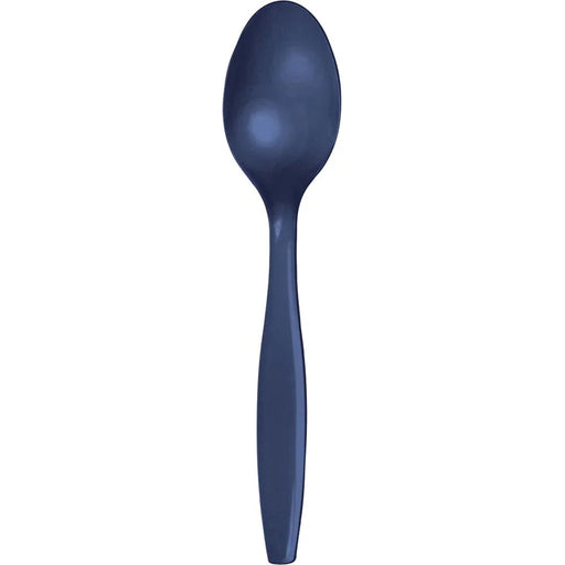Navy Plastic Spoons | 24ct
