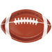 Red and white football-shaped paper plate with white laces design across the center.