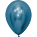 Deep teal-blue latex balloon with a reflective metallic sheen and tied knot at the base.