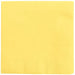 Stack of fifty bright yellow beverage napkins with a textured ribbed pattern along the bottom edge.