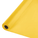 Rolled bright yellow plastic sheeting with visible cardboard tube core, shown at an angle against a white background.