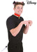 Young person wearing a black shirt styled as Pongo from 101 Dalmatians, with pink and black cat ears headband, red collar with gold pendant, and white tail accessory.