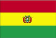 Bolivian flag featuring three horizontal stripes in red, yellow, and green with a centered coat of arms on the yellow band.