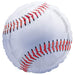 White mylar balloon shaped like a baseball with red stitching details across the surface.
