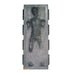 Gray metallic relief sculpture depicting a figure frozen in carbonite with hands raised, featuring ornate decorative borders on a rectangular panel with mounting hardware on the sides.