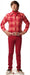 Male figure wearing a red plaid button-up shirt, red turtleneck, red pants, and a decorative belt, standing against a white background.