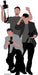 Lifesize cardboard standup featuring four illustrated figures in business casual attire holding cameras and recording devices, with "PAPARAZZI" text at the bottom.