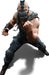 Muscular bald man in a dynamic fighting pose wearing a black mechanical mask, dark tactical gear, and arm wraps against a white background.