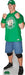 Green t-shirt with white circular logo graphic worn by life-sized cardboard standup figure wearing matching green baseball cap and blue shorts.