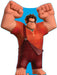 Cardboard standup cutout of Ralph, a large animated character with spiky brown hair wearing a red shirt and maroon pants, with oversized fists raised triumphantly against a blue background.