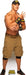 Life-size cardboard standup figure of a muscular man wearing a tan cargo shorts, black wristbands with gold text, black cap with gold logo, and black shoes in a flexing pose.