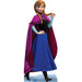Life-size cardboard standup of Anna from Frozen wearing a blue embroidered dress, burgundy cape, and cyan gloves with her signature auburn braided hair.