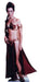 Life-size cardboard standup figure of a woman in a bronze metal bikini top and flowing dark skirt with gold arm cuffs, styled as a classic sci-fi character costume.