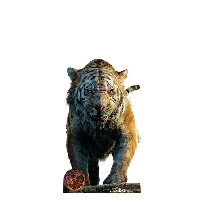 Life-size cardboard standup of Shere Khan the tiger from Disney's The Jungle Book, featuring detailed orange and black stripes with a fierce expression.
