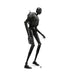 All-black humanoid robot with spherical head, mechanical joints, and cylindrical torso displayed in a dynamic standing pose against a white background.