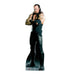 Life-size cardboard standup figure of a wrestler with long black hair, facial hair, and extensive arm tattoos, wearing a black sleeveless wrestling outfit and black boots.