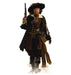 Life-size cardboard standup of a bearded pirate captain wearing a black wide-brimmed hat, ornate dark coat with gold buttons, patterned vest, and gold sash, holding a rifle across his chest.
