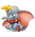 Gray elephant character with large ears wearing a red cape with yellow trim, accompanied by a small mouse figure, both with cheerful expressions.