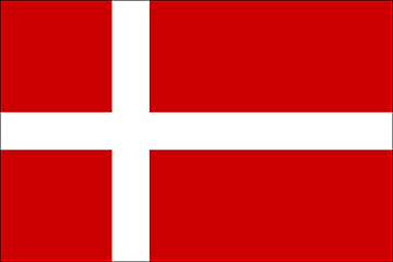 Danish flag featuring a red field with a white Nordic cross, measuring 5 feet by 3 feet.