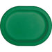 Emerald green oval platter with a smooth matte finish and slightly raised rim, shown from above.