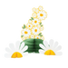 Sweet Daisy honeycomb centerpiece featuring a green layered base with dimensional white daisy cutouts and yellow centers, designed as a 12-inch floral table decoration for parties and spring events.
