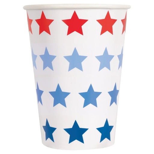 USA Patriotic Stars Paper Cups 12oz | 8 ct