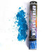 Black cylindrical powder cannon tube with colorful gradient label displaying "Spirit Stick Powder Cannon" text next to a burst of bright blue powder against a white background.