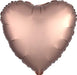 Rose gold satin heart-shaped foil balloon with a metallic sheen and scalloped edges.