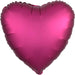 Pomegranate pink satin heart-shaped foil balloon with a rounded top and scalloped edges.