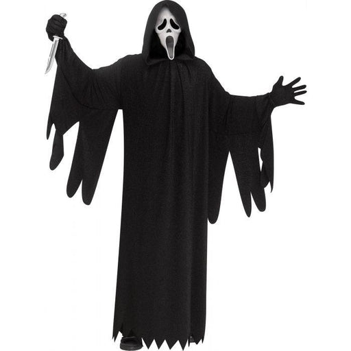 A person wearing an adult Ghost Face® 25th Anniversary Movie Edition Costume.