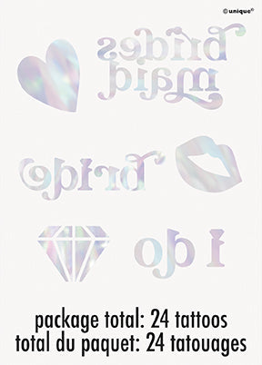 24ct Iridescent Bride Bridesmaid Tattoos - Party Supplies