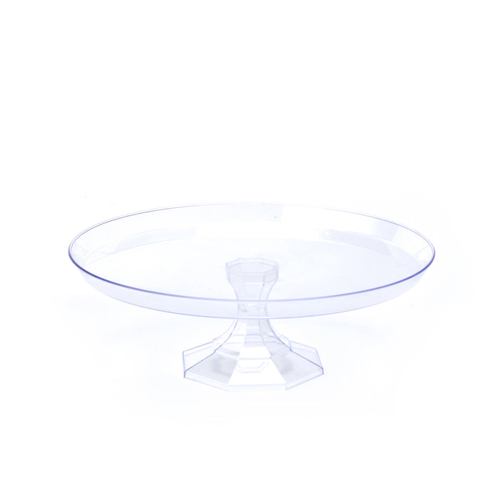 Product photo of Plastic Round Cake Stand 10¼" - Clear — a Portofino party product shown on a plain background.