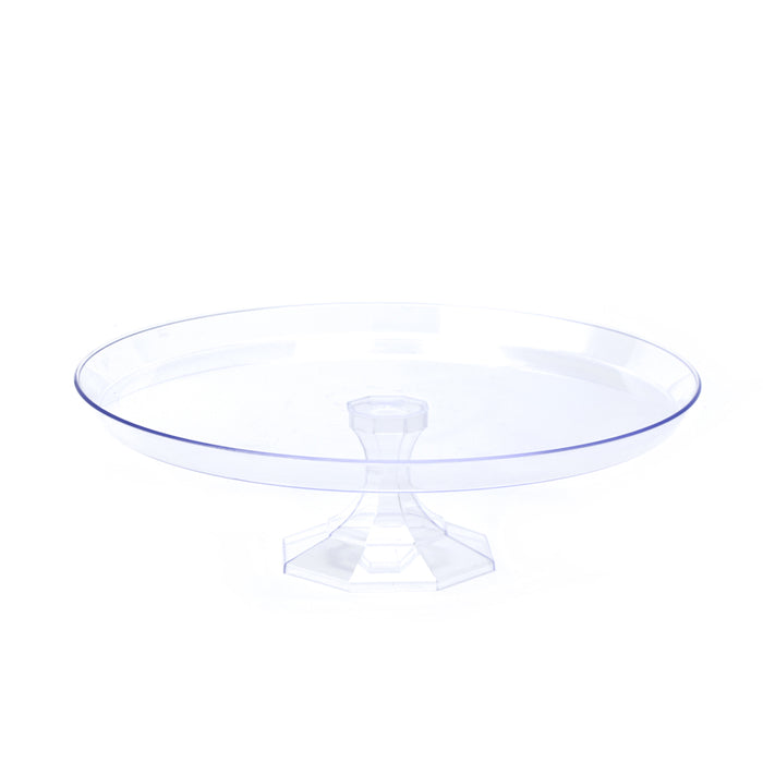 Product photo of Plastic Round Cake Stand 11¾" - Clear — a Portofino party product shown on a plain background.