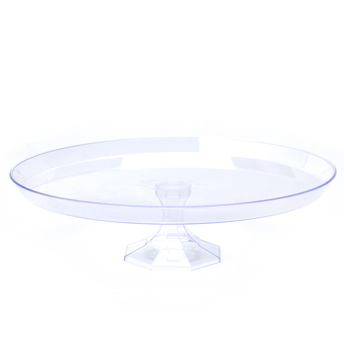Product photo of Plastic Round Cake Stand 13¼" - Clear — a Portofino party product shown on a plain background.