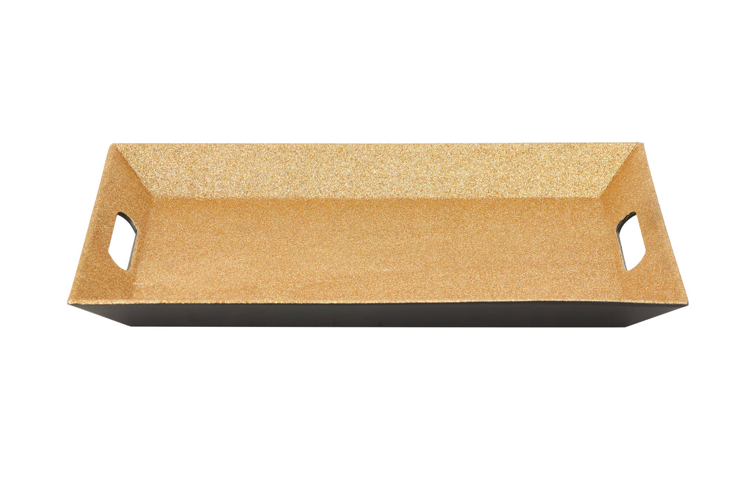 Product photo of Glitter Rectangle Plastic Tray 15¾" - Gold — a Portofino party product shown on a plain background.