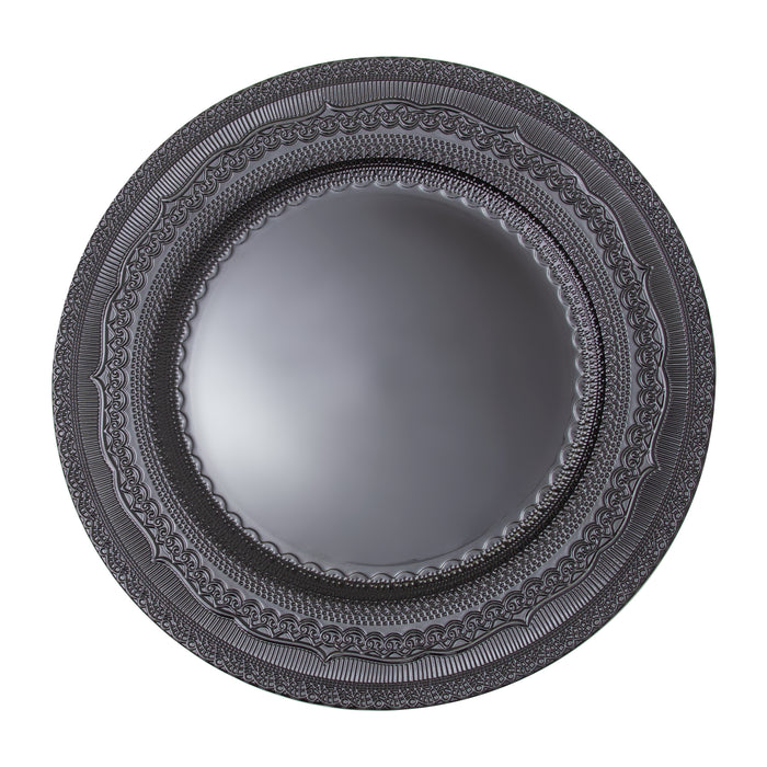 Product photo of Eyelet Plastic Charger Plate 13" - Black — a Portofino party product shown on a plain background.