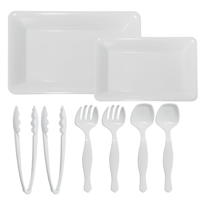 Product photo of Premium Plastic Serving Set 10pc - White — a Portofino party product shown on a plain background.