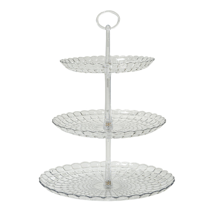 Product photo of Plastic Cake Stand 3 Tier - Clear — a Portofino party product shown on a plain background.