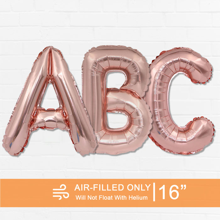 Air Filled Rose Gold Mylar Letter Balloon, 16" | 1 ct