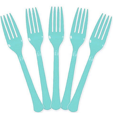 Robin's Egg Blue Plastic Forks | 20ct
