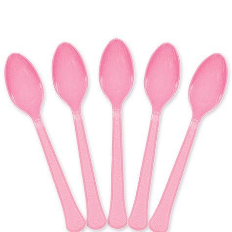 New Pink Plastic Spoons | 20ct