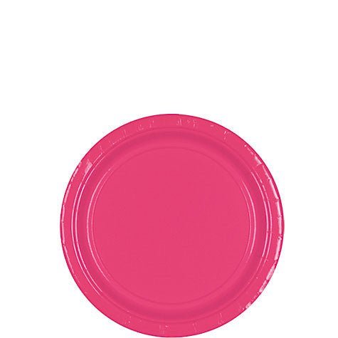 Bright Pink Dessert Paper Plates 6.75" | 20ct