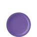 Solid purple round disposable paper plate with ridged edges, shown from above against a white background.