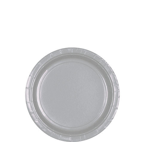 Silver Dessert Paper Plates 6.75" | 20ct