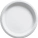 White disposable paper dinner plate with a ribbed rim edge, shown from above against a white background.